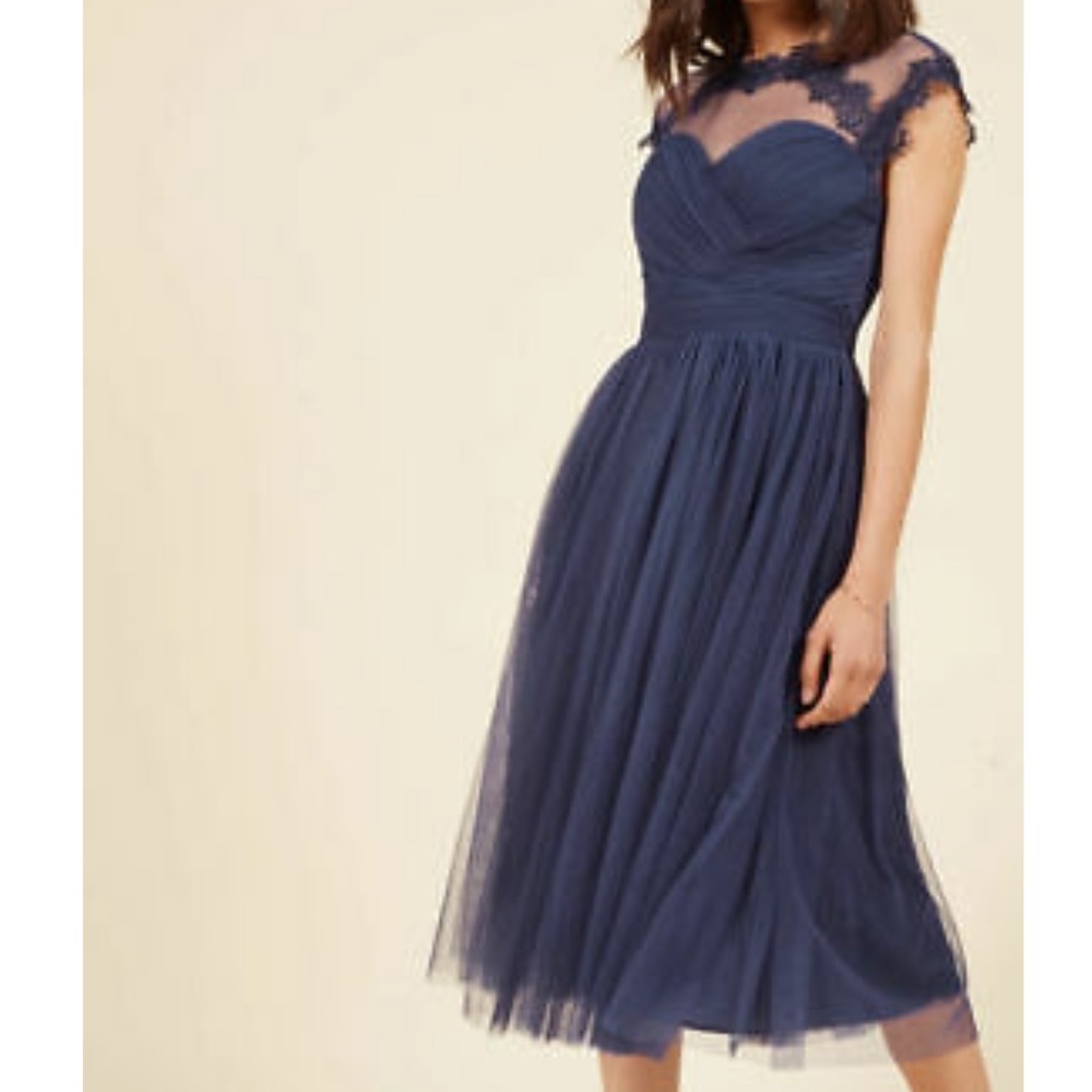 ModCloth Emphasis on Opulence Navy Dress
